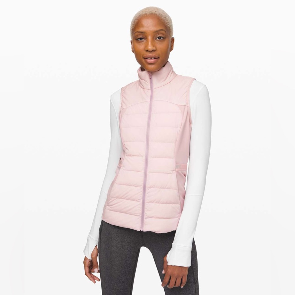 lululemon down for it all vest in porcelain pink